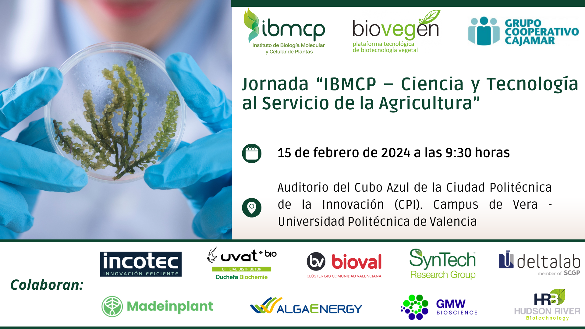 Jornada «IBMCP – Ciencia y Tecnología al Servicio de la Agricultura»