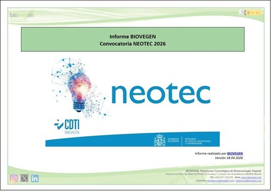 Informe BIOVEGEN. Convocatoria Programa NEOTEC 2026